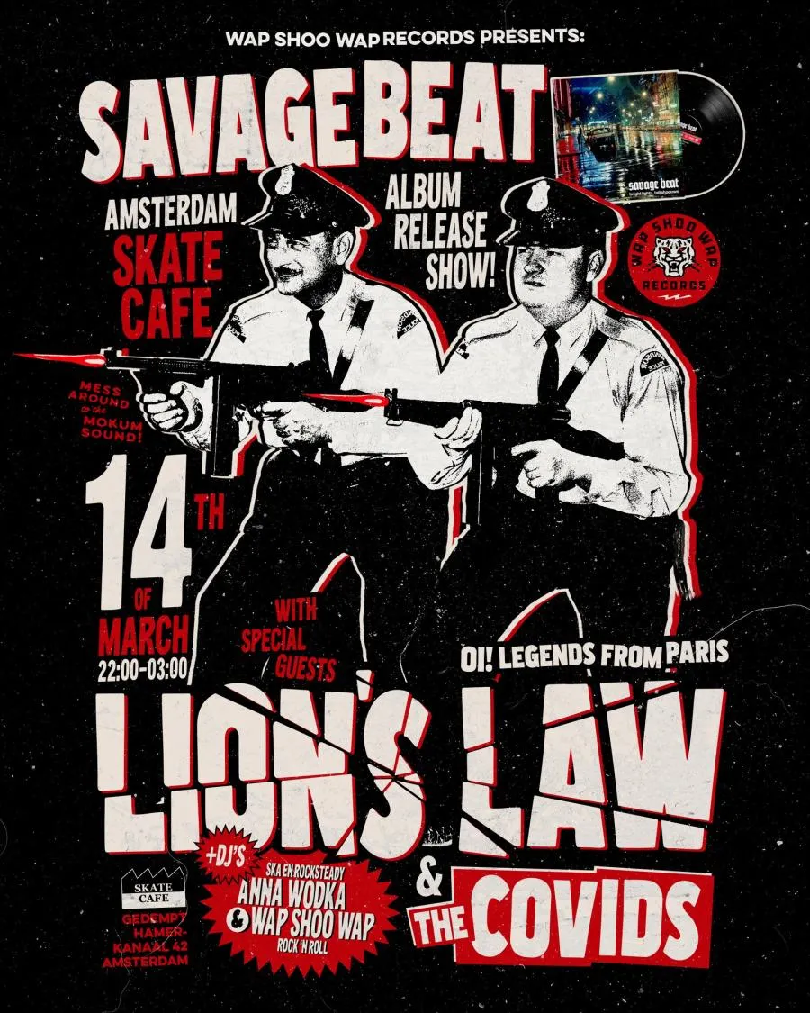 Skatecafe + Lion's Law + Savage Beat + The Covids