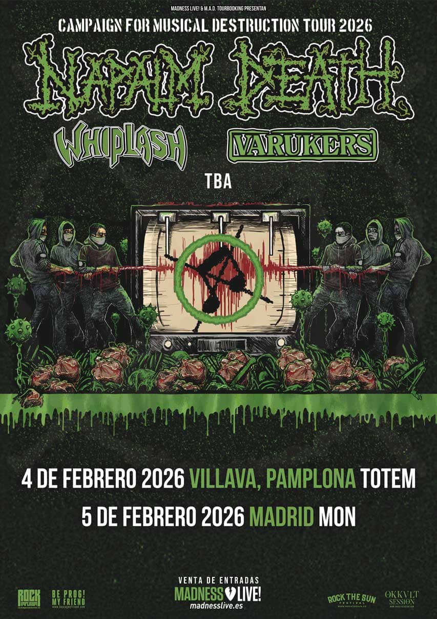 Napalm Death anuncian concierto en Madrid el 5 de febrero de 2026